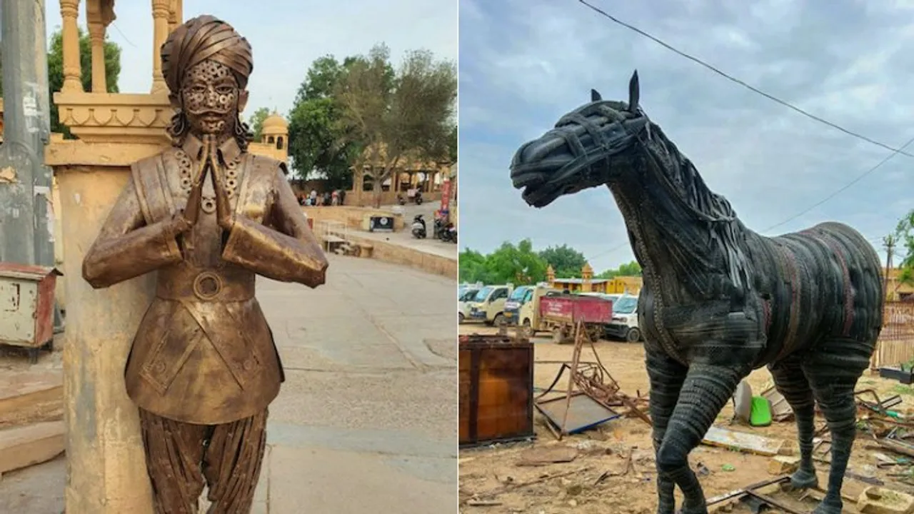 Statues made from scrap spruce up Jaisalmer's beauty