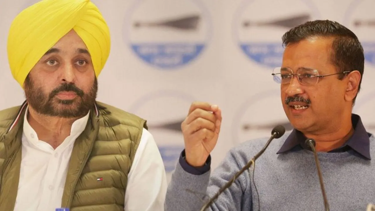 AAP chief ministerial candidate Bhagwant Mann and party convener Arvind Kejriwal (File Photo)