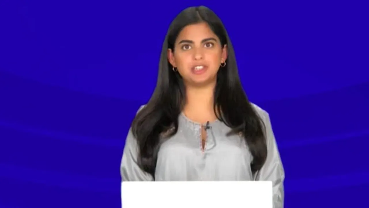 Isha Ambani addressing Reliance AGM
