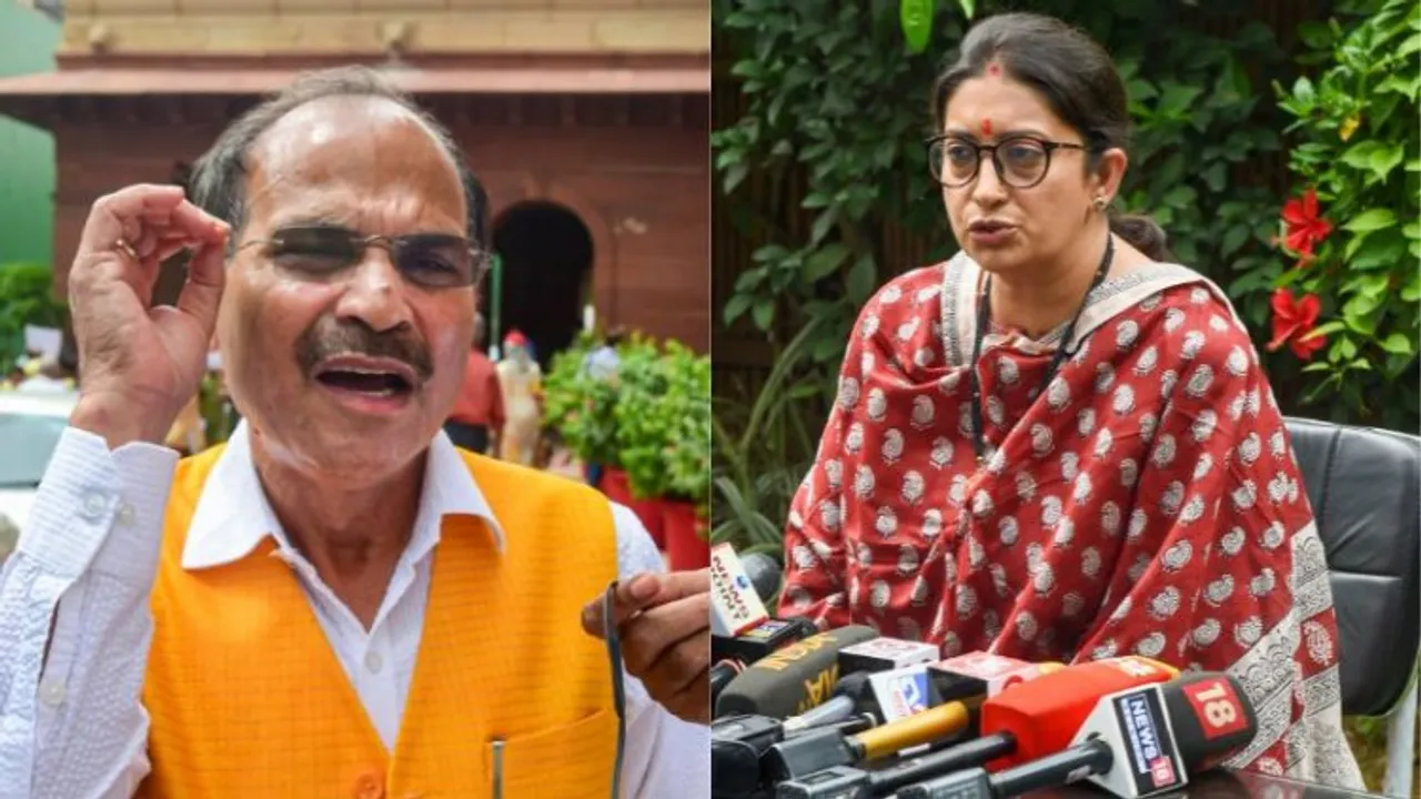 Adhir Ranjan Chowdhury (Left); Smriti Irani (Right)