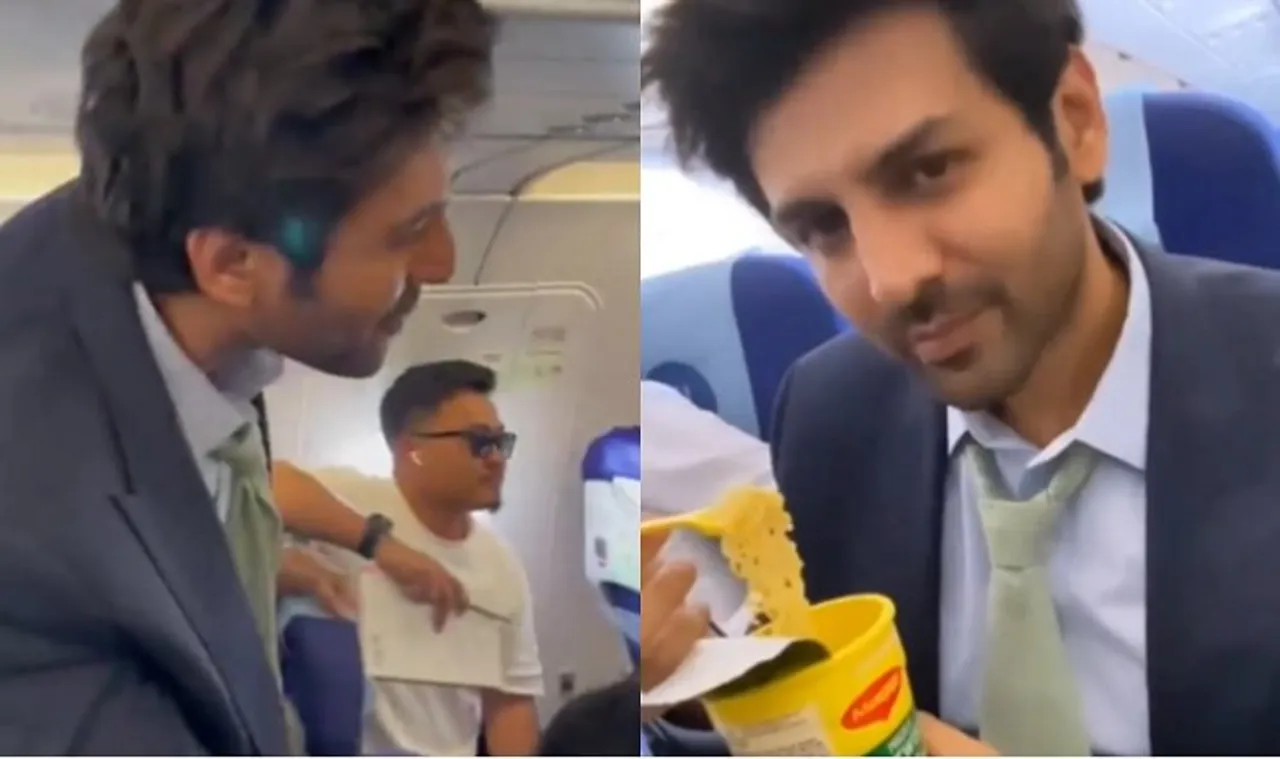 Kartik Aaryan in IndiGo flight