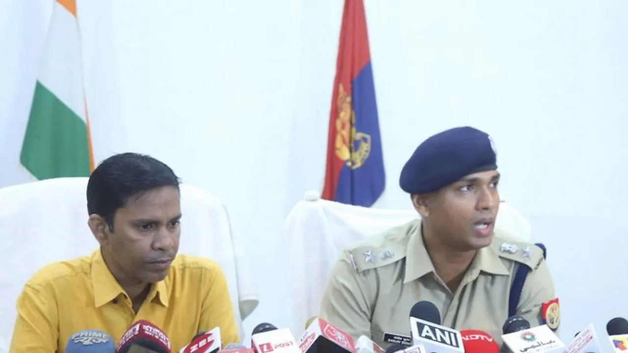 SP Lakhimpur Kheri Sanjeev Suman addresses a press conference on the alleged rape and murder of two minor Dalit sisters in Lakhimpur Kheri