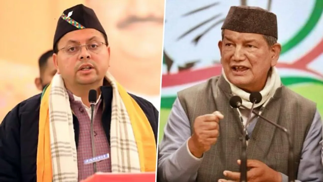Chief Minister Pushkar Singh Dhami and former chief minister Harish Rawat (File Photo)
