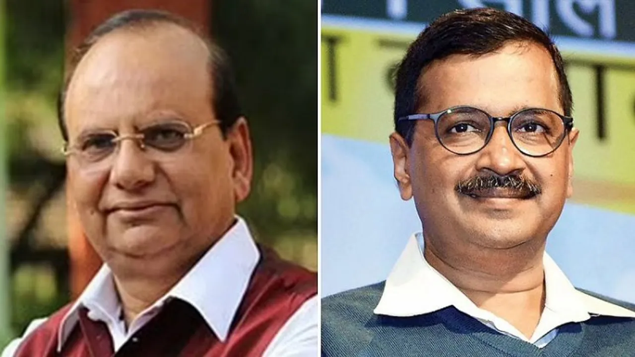 V K Saxena (Left); Arvind Kejriwal (Right)