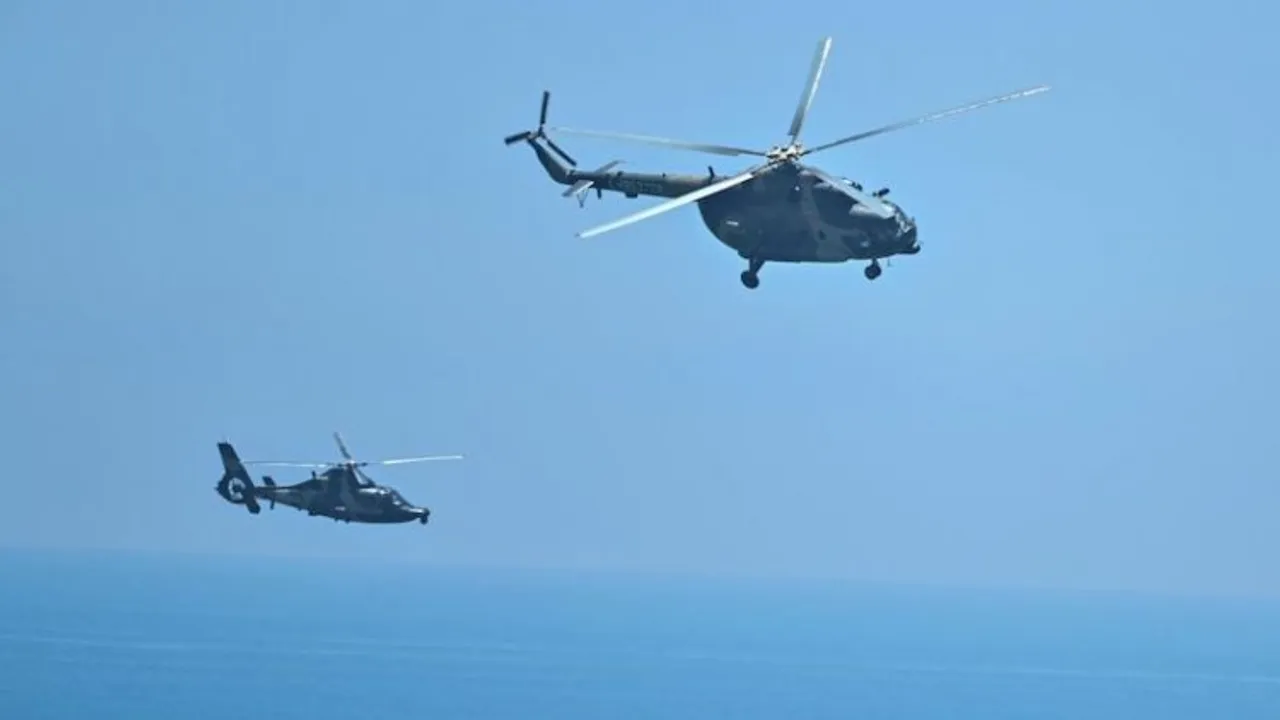 Chinese helicopters over Taiwan Straits
