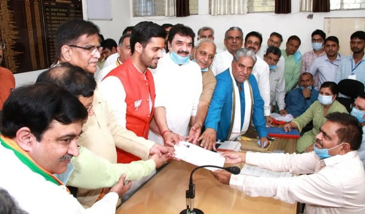 BJP candidate Bhavya Bishnoi filing his nomination 