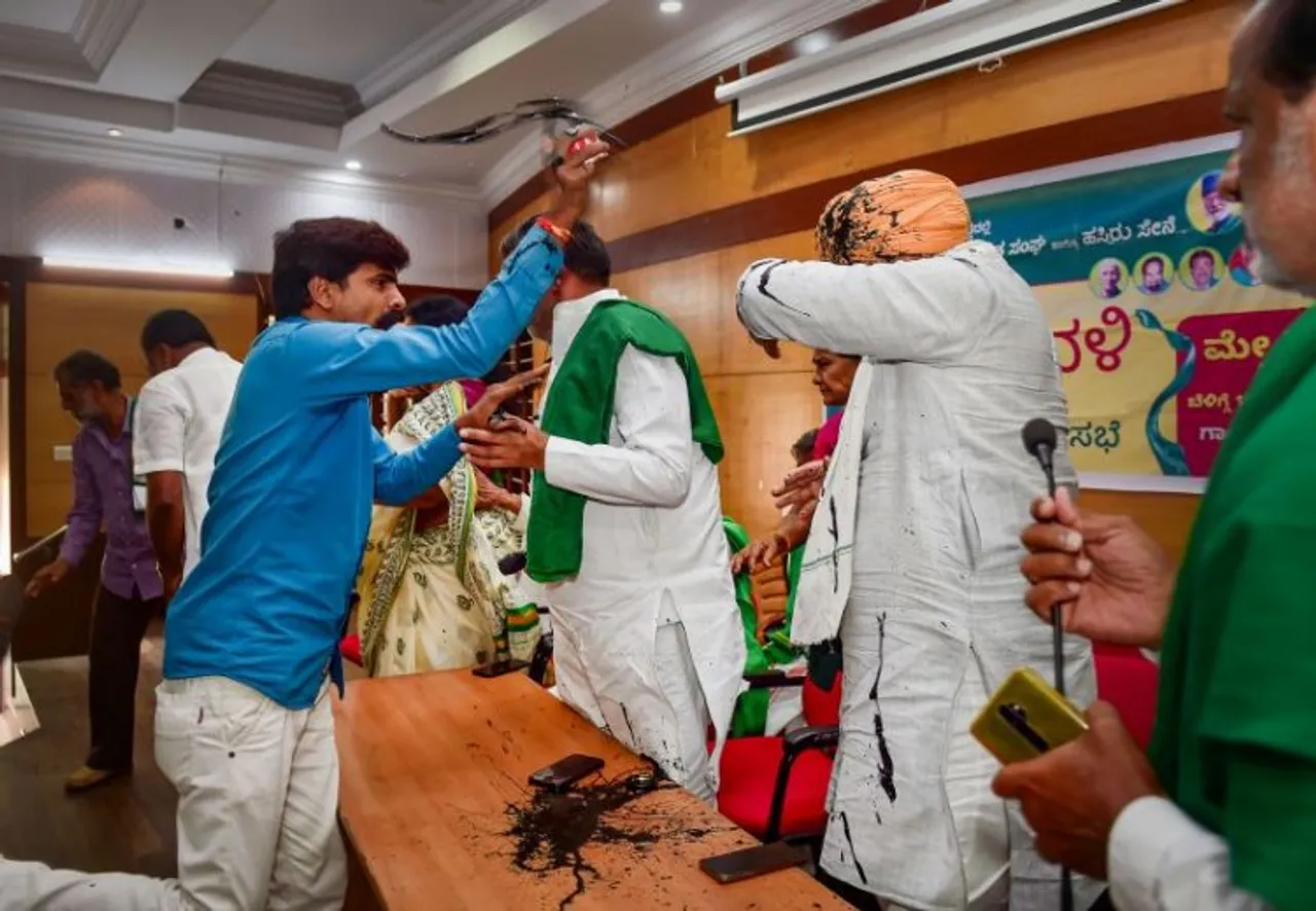 Farmer leader Rakesh Tikait in Bengaluru