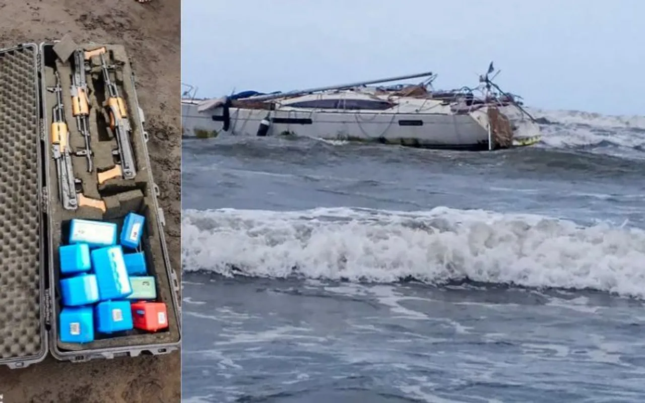 Australian boat and seized weapon