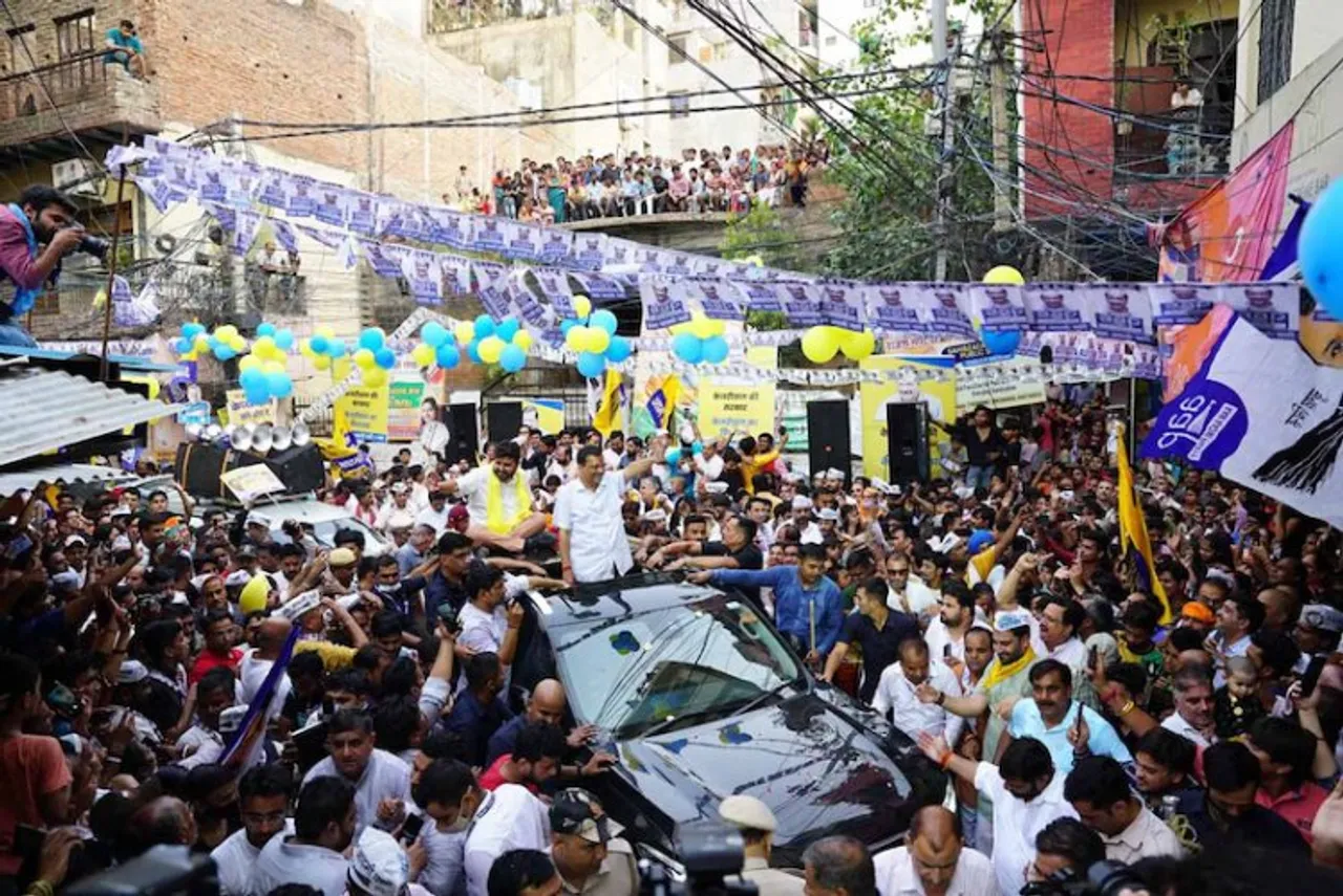 Political parties campaigning in Rajinder Nagar of Delhi