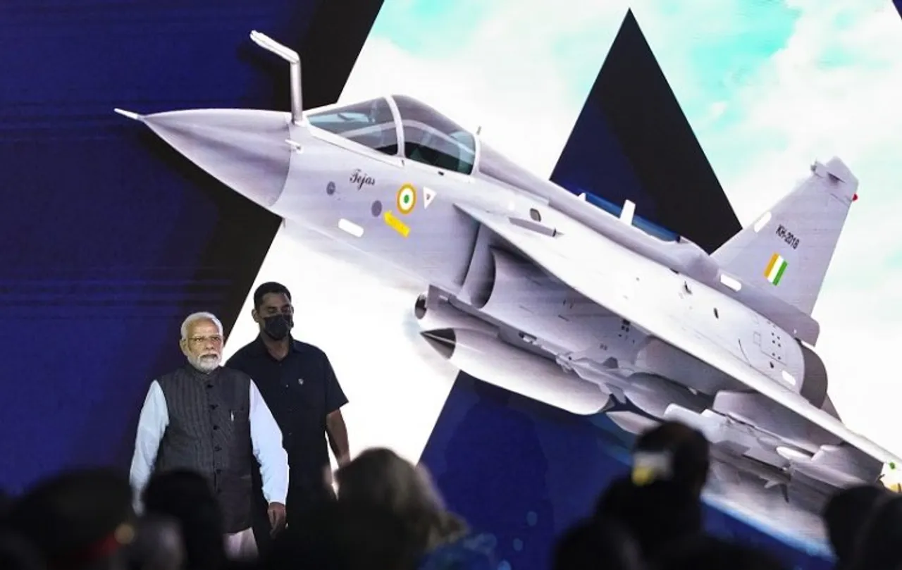 Prime Minister Narendra Modi at the inauguration of DefExpo 22, in Gandhinagar