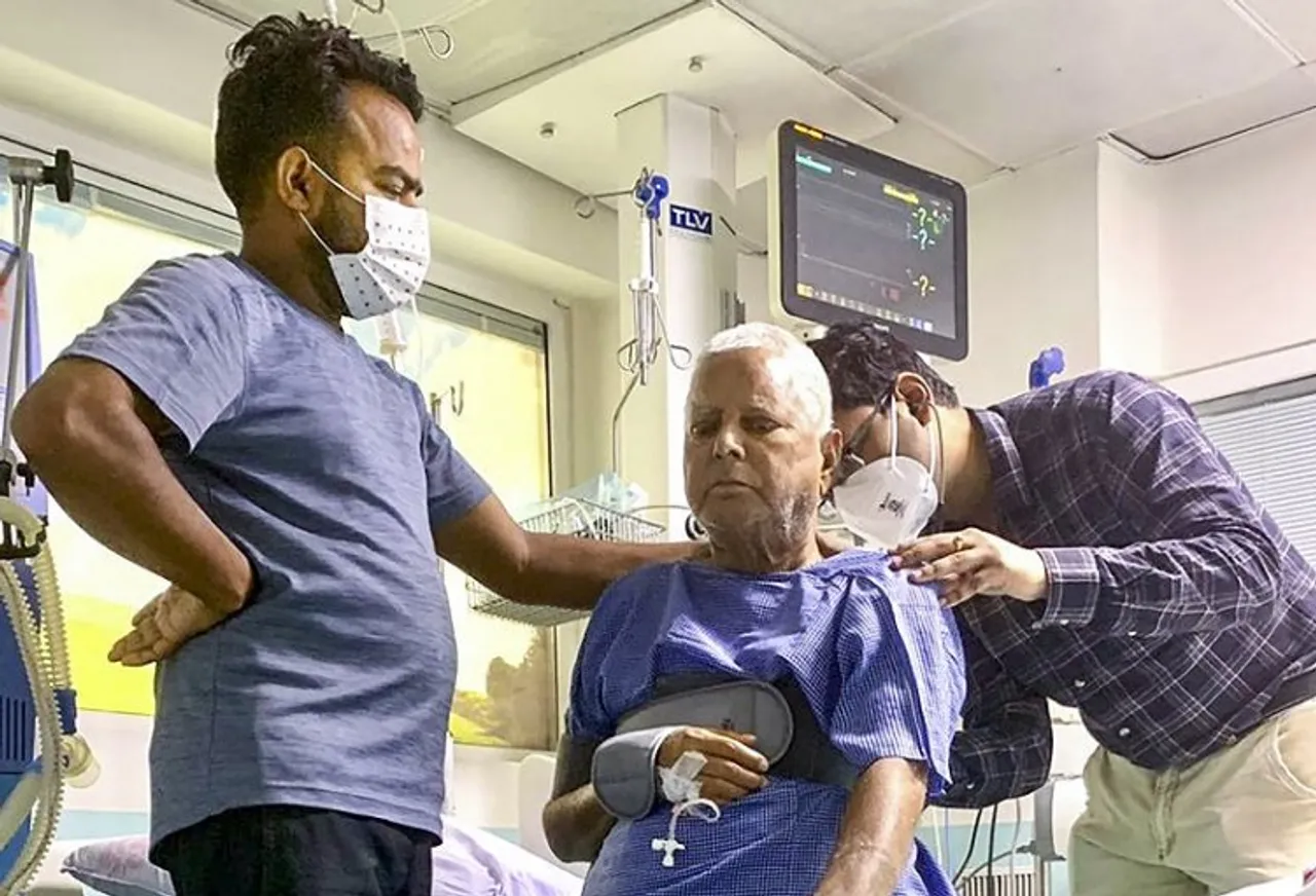 RJD leader Lalu Prasad receives treatment at the AIIMS, in New Delhi. His condition is improving. 