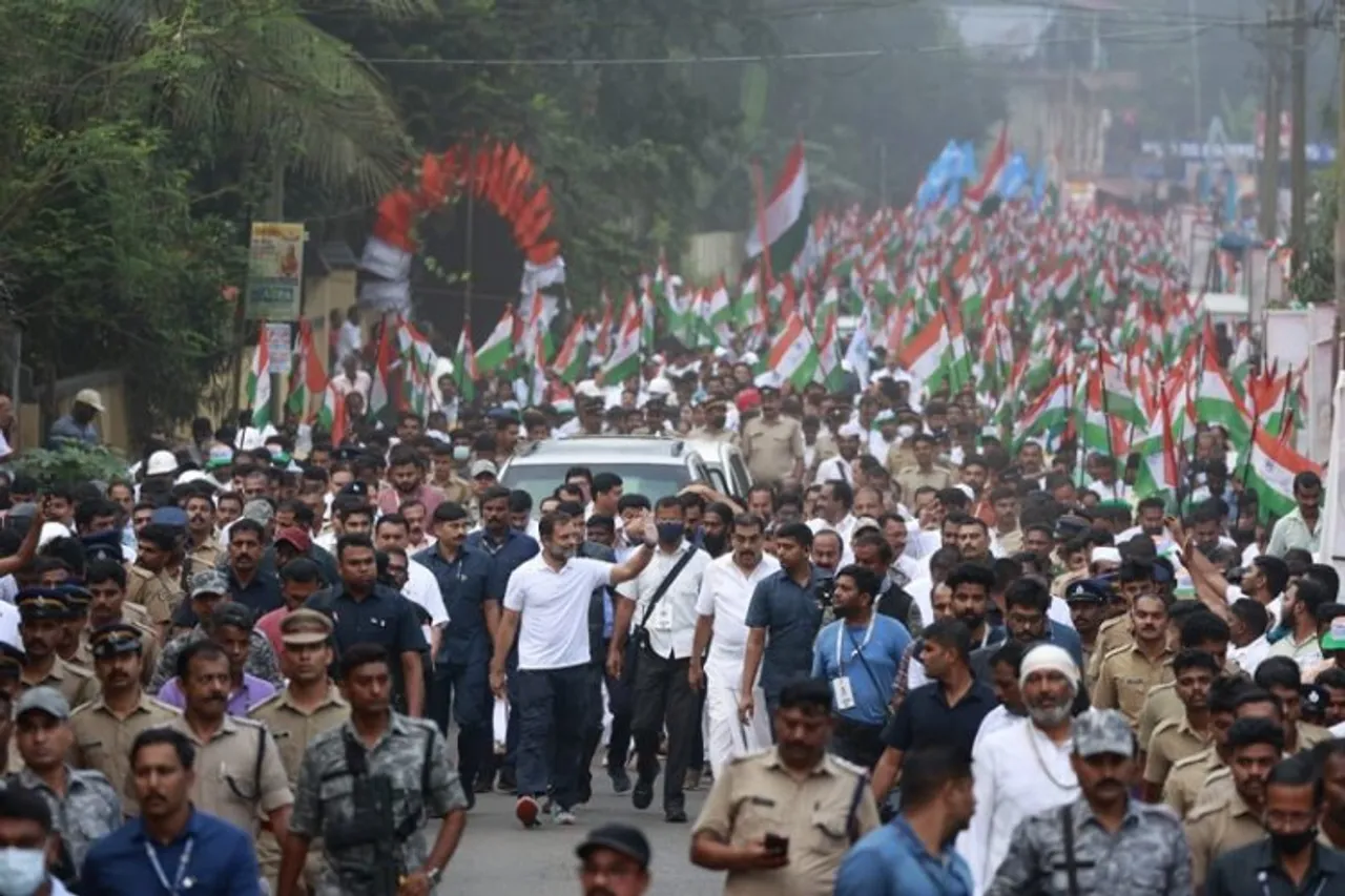 Rahul Gandhi in his Bharat Jodo Yatra in Kerala
