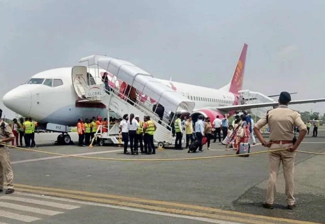 SpiceJet flight landed safely after catching fire mid-way