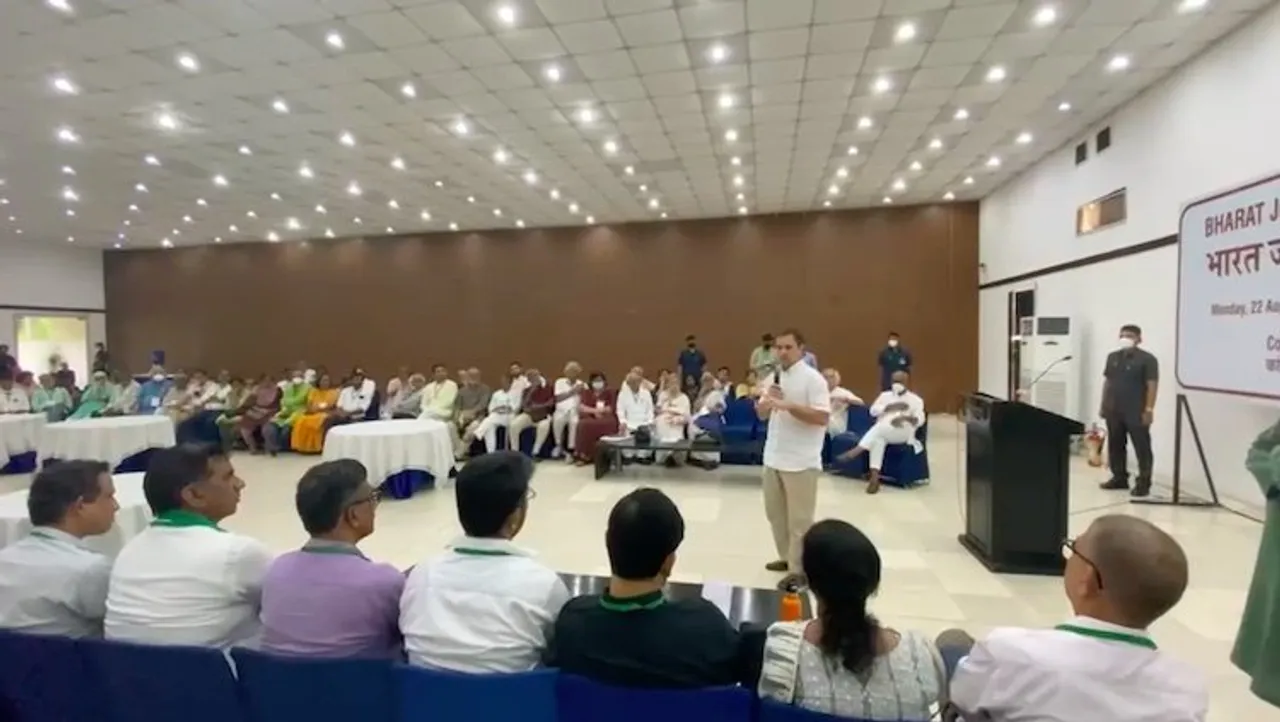 Rahul Gandhi interacting with civil society members at Congress' 'Bharat Jodo Yatra' conclave