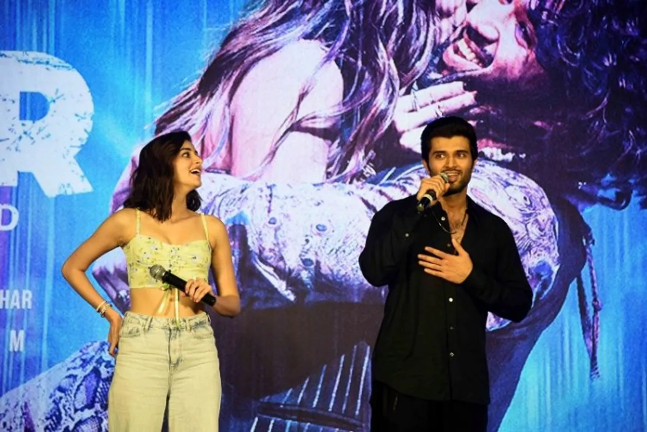 Vijay Deverakonda with Ananya Panday for Liger film promotion in Navi Mumbai