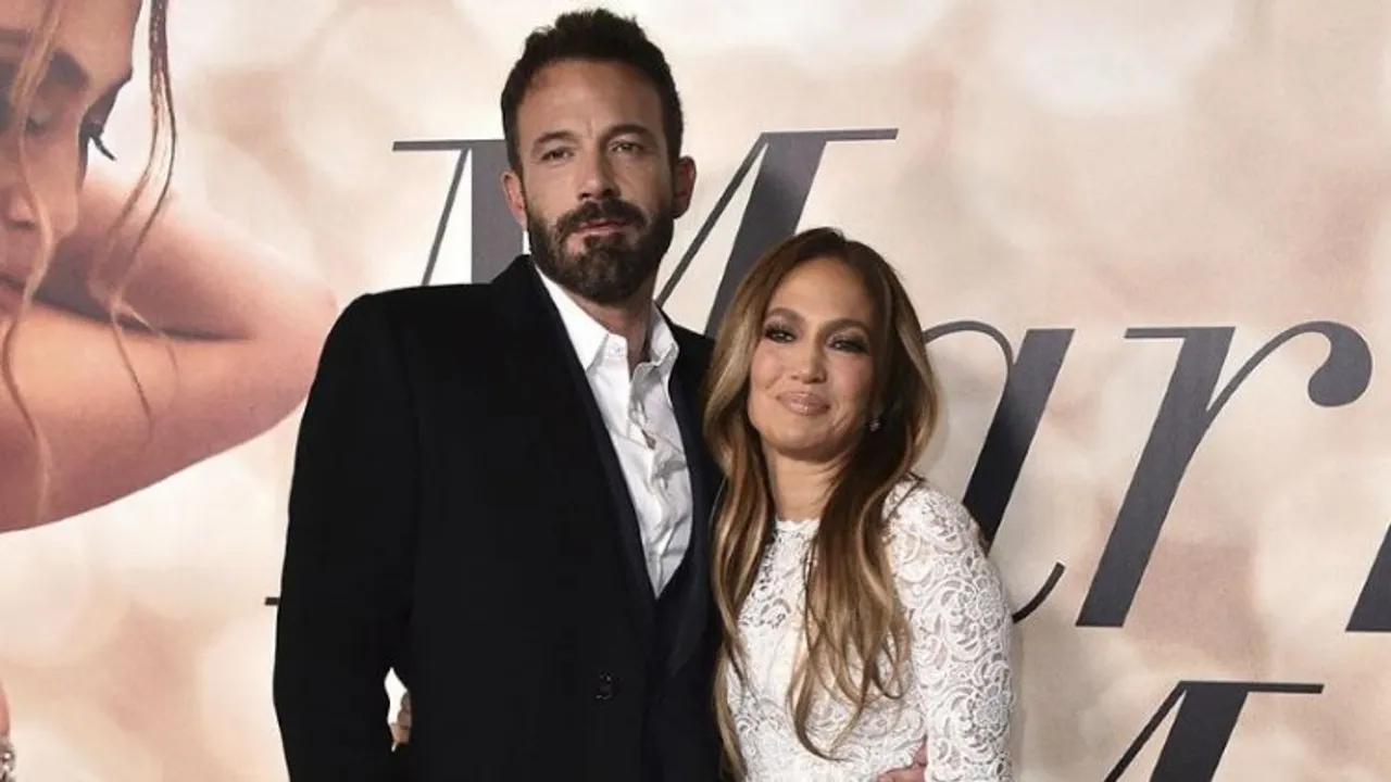 Jennifer Lopez and Ben Affleck were pictured at a screening of her film Marry Me in February. They married at a drive-through chapel in Las Vegas