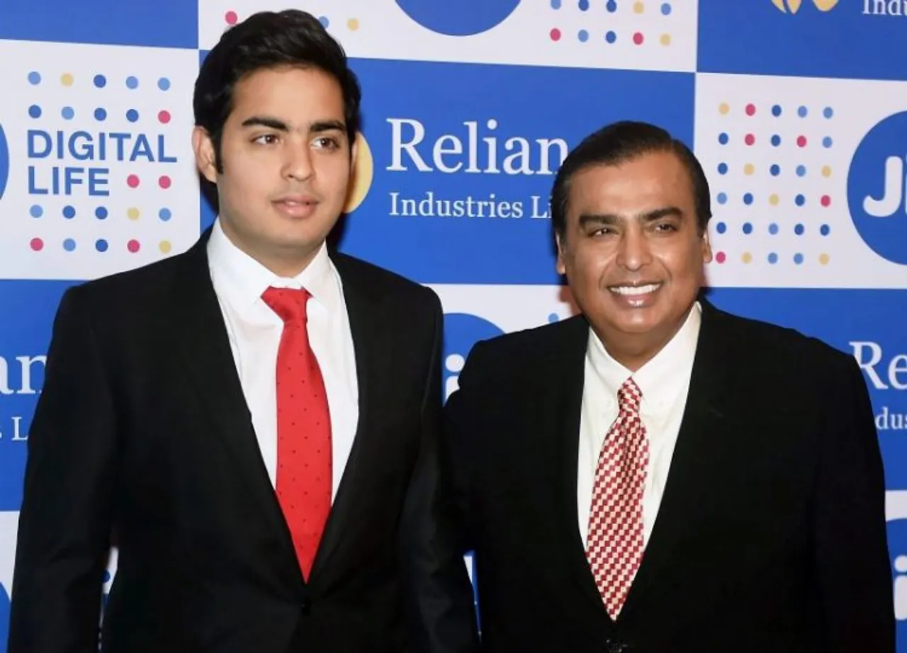 Akash Ambani and Mukesh Ambani ( file photo)