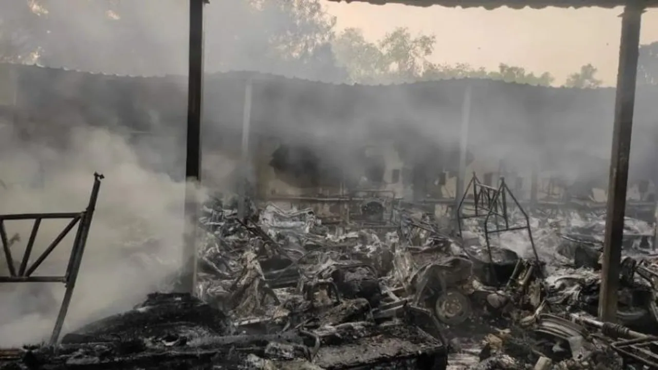 A fire broke out at a metro parking area in southeast Delhi's Jamia Nagar