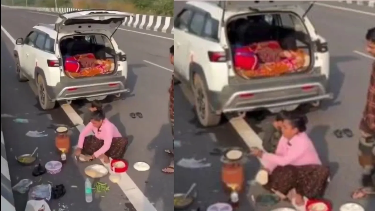 cooks meal on highway (1)