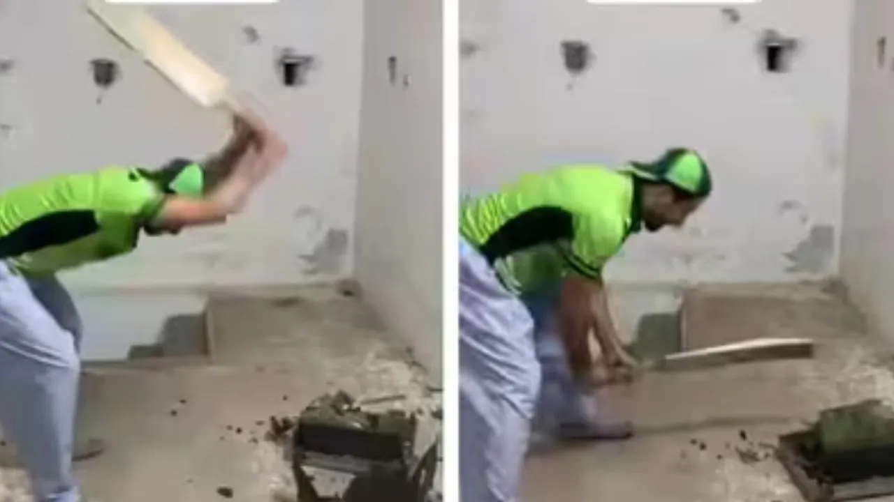 pak fan smashes tv set