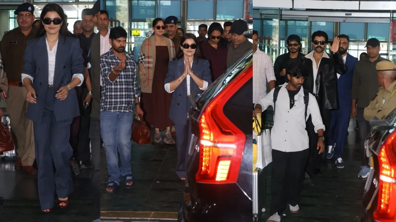 Rashmika mandanna and vijay devarakonda arriving at udaipura
