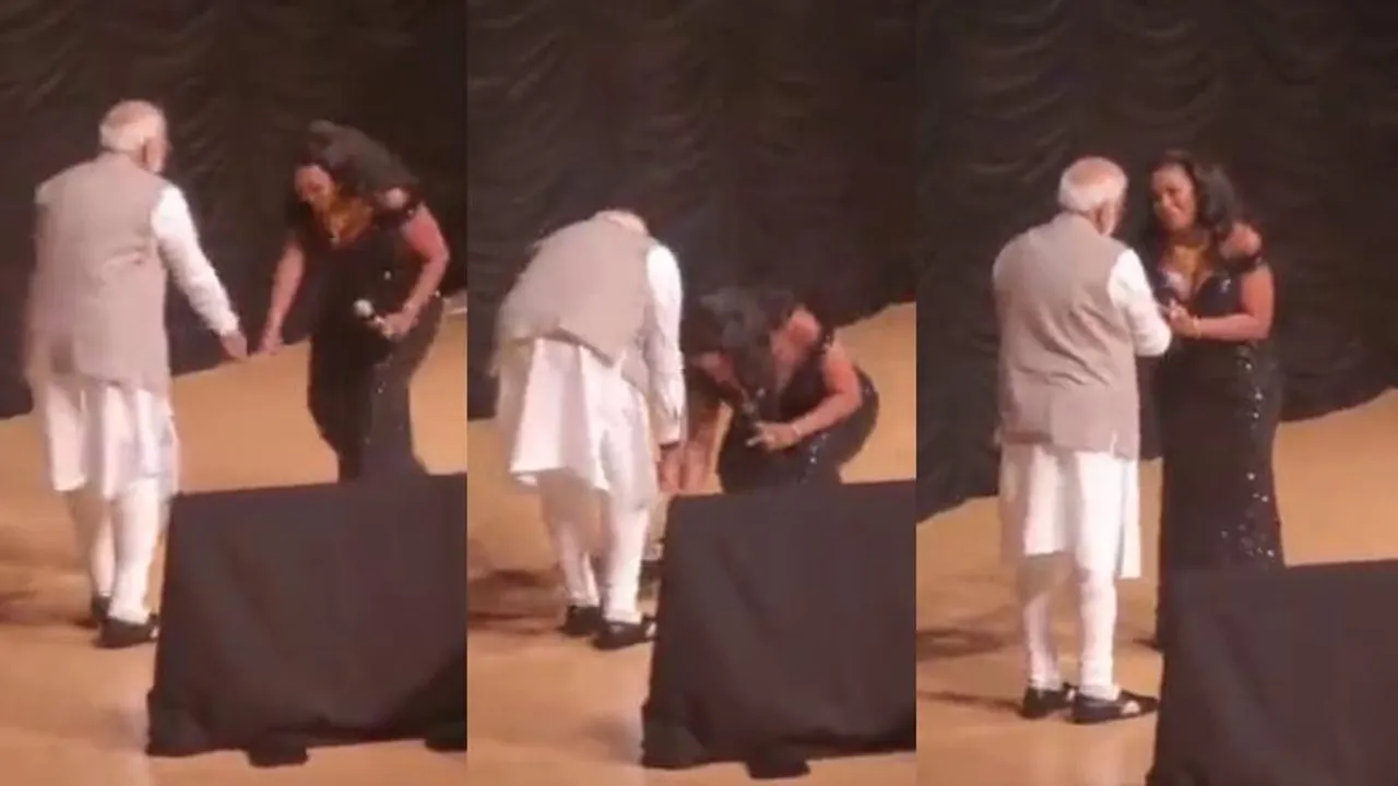 Watch: ಪ್ರಧಾನಿ ಮೋದಿಯ ಕಾಲು ಮುಟ್ಟಿ ನಮಸ್ಕರಿಸಿದ ಅಮೆರಿಕನ್ ಸ್ಟಾರ್ ಸಿಂಗರ್​