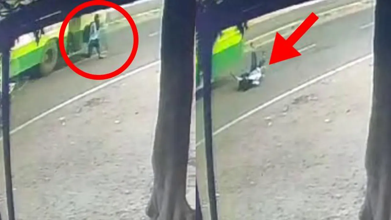 ನೋಡ ನೋಡುತ್ತಿದ್ದಂತೆ ಚಲಿಸುತ್ತಿದ್ದ ಬಸ್​​ನಿಂದ ಕೆಳಗೆ ಬಿದ್ದ ವಿದ್ಯಾರ್ಥಿನಿ.. ಭಯಾನಕ ದೃಶ್ಯ!