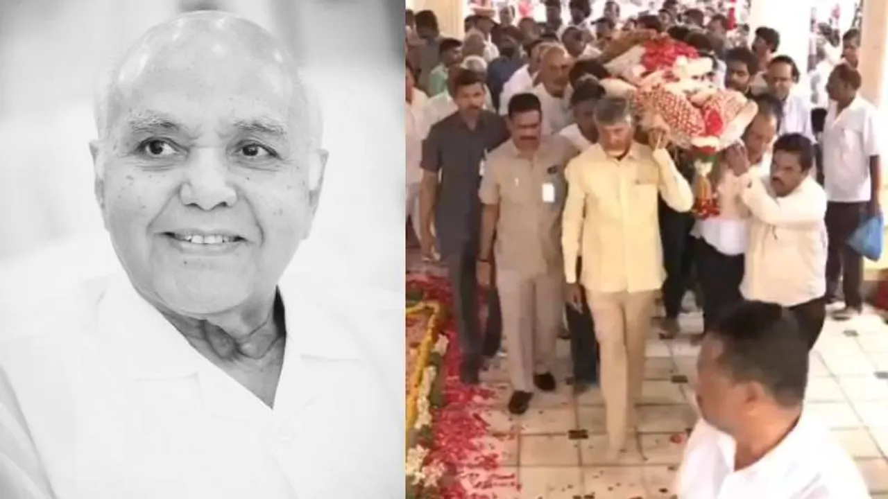VIDEO: ರಾಮೋಜಿ ರಾವ್‌ ಅಂತಿಮ ಯಾತ್ರೆಗೆ ಹೆಗಲು ಕೊಟ್ಟ ಚಂದ್ರಬಾಬು ನಾಯ್ಡು; ಕಣ್ಣೀರಿನ ವಿದಾಯ