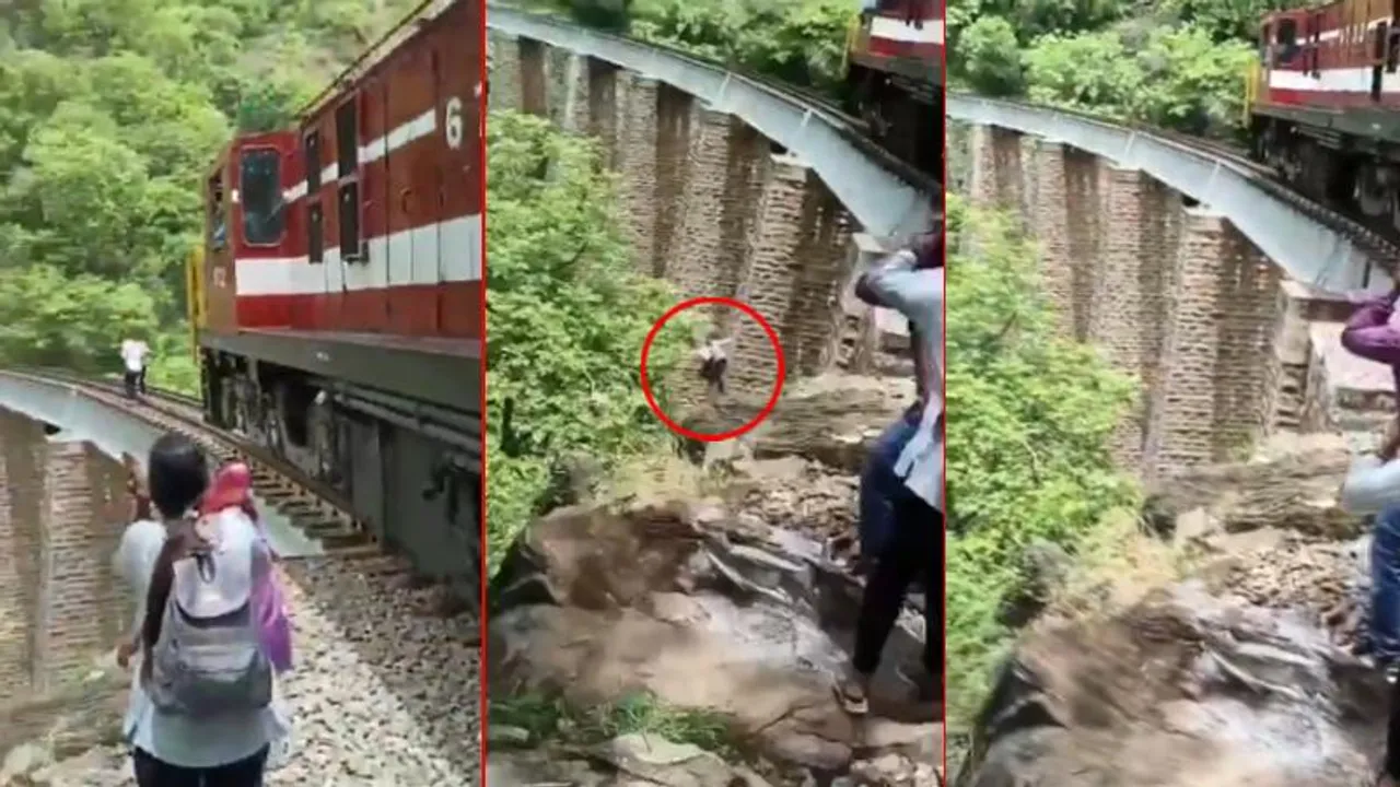 ರೈಲ್ವೆ ಬ್ರಿಡ್ಜ್​ ಮೇಲೆ ಫೋಟೋಶೂಟ್.. ಸಡನ್ ಆಗಿ ಬಂದ ರೈಲು.. 90 ಅಡಿ ಆಳಕ್ಕೆ ಬಿದ್ದ ದಂಪತಿ; ಮುಂದೇನಾಯ್ತು?