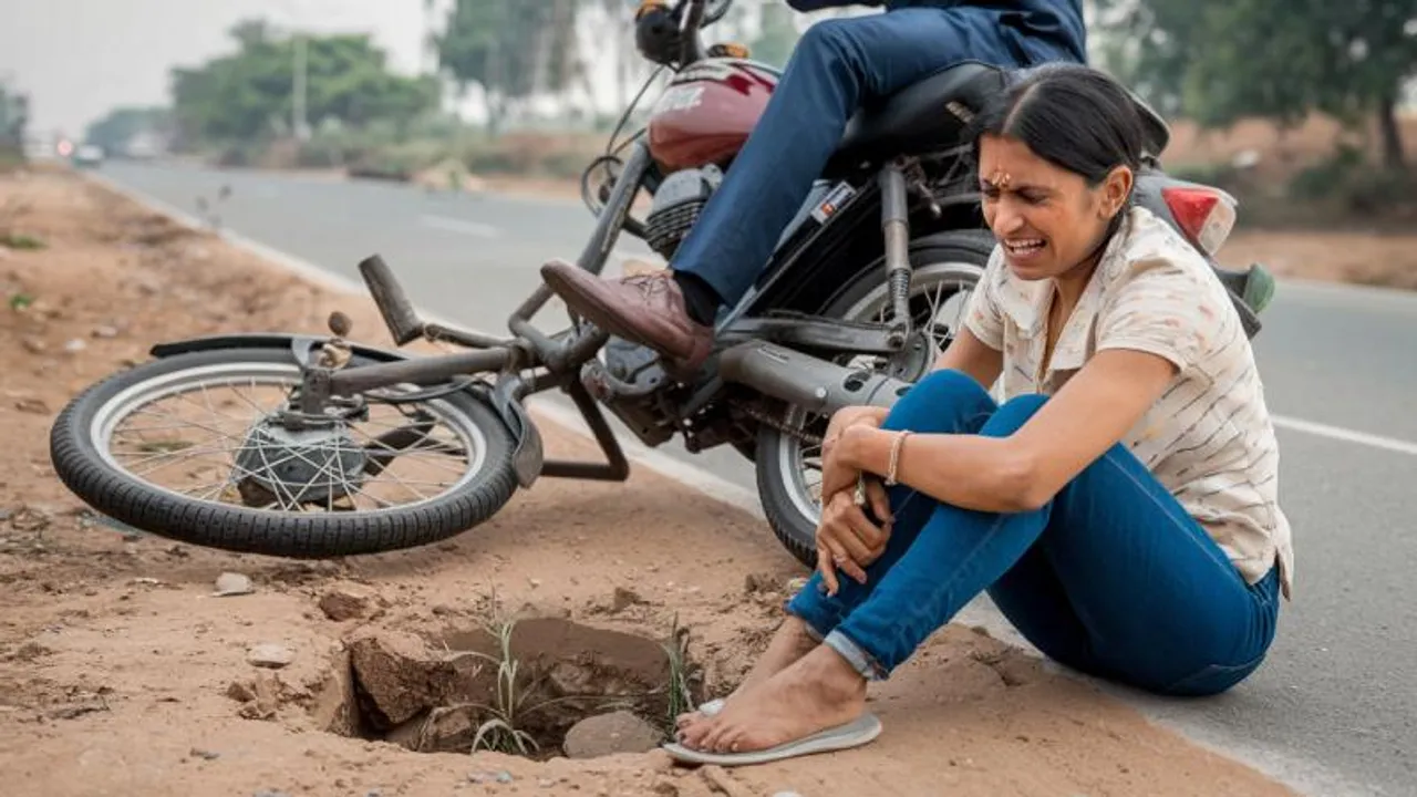 ರಸ್ತೆ ಗುಂಡಿಯಲ್ಲಿ ಹೆಂಡತಿ ಬಿದ್ದಿದ್ದಕ್ಕೆ ಗಂಡನ ಮೇಲೆ ಕೇಸ್‌ ಹಾಕಿದ ಪೊಲೀಸರು; ಆಮೇಲೇನಾಯ್ತು?