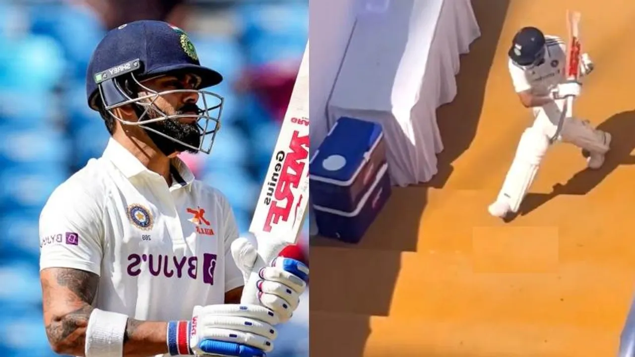 ಔಟ್ ಆಗಿದ್ಕೆ ಕೋಪ.. ನೀರಿನ ಬಾಕ್ಸ್​ಗೆ ಬ್ಯಾಟ್​​ನಿಂದ ಬಡಿದ ಕೊಹ್ಲಿ -ವಿಡಿಯೋ