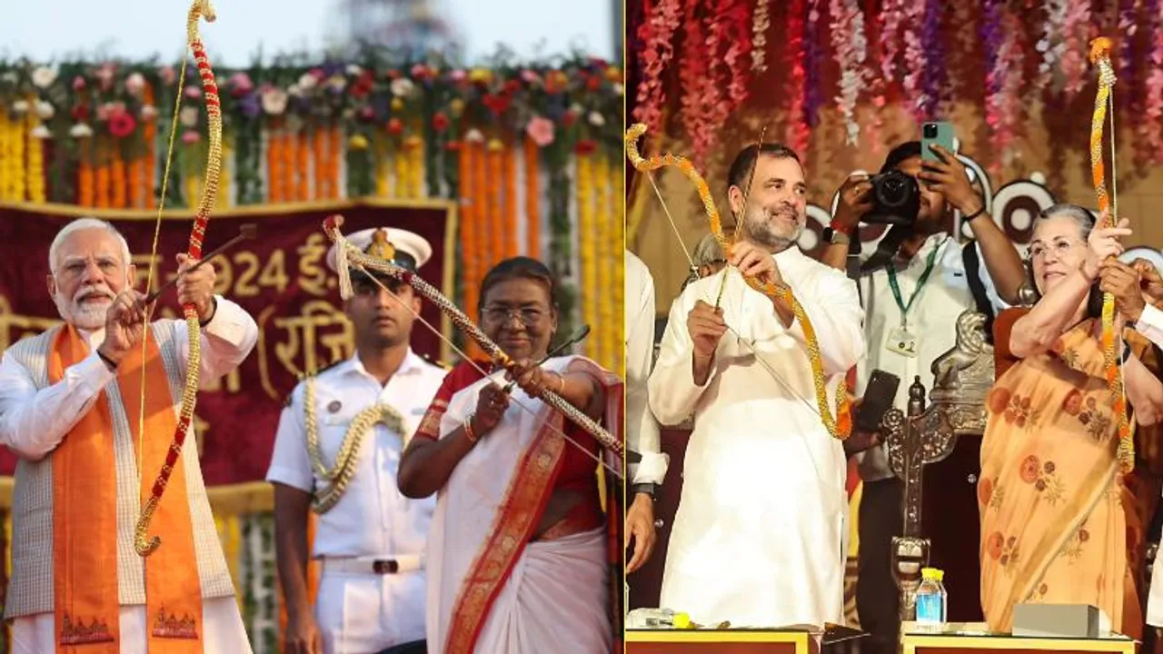 ದಸರಾ ಸಡಗರದಲ್ಲಿ ಮೋದಿ, ರಾಹುಲ್ ಗಾಂಧಿ​.. ಶ್ರೀರಾಮಗೆ ತಿಲಕವಿಟ್ಟ ಪ್ರಧಾನಿ, ಸೀತೆಗೆ ಕುಂಕುಮ ಇಟ್ಟ ಸೋನಿಯಾ ಗಾಂಧಿ