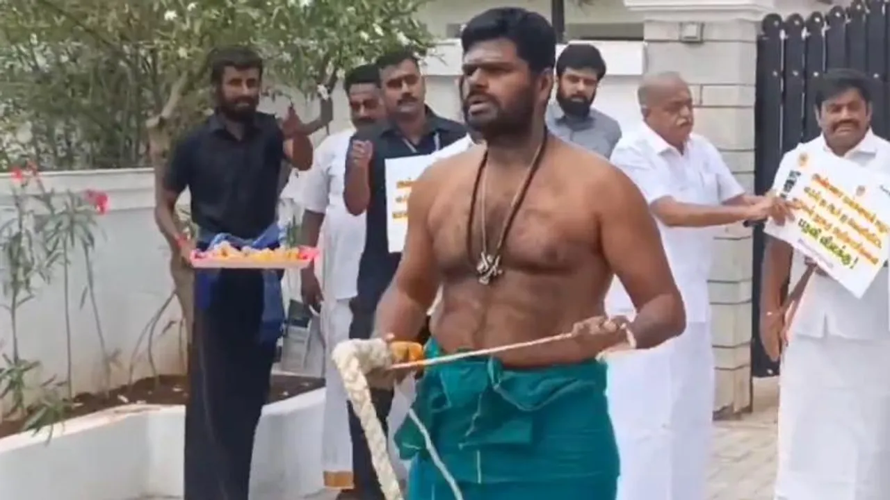 VIDEO: 8 ಬಾರಿ ಚಾಟಿಯಿಂದ ಹೊಡೆದುಕೊಂಡ ಅಣ್ಣಾಮಲೈ ಶಪಥ; ಕಾರಣ ಡಿಎಂಕೆ ಸರ್ಕಾರ!