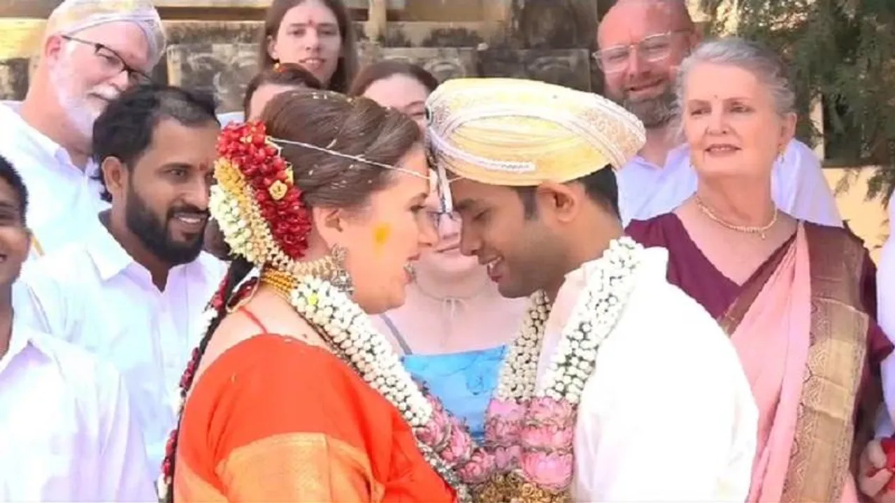ಗಡಿ ಮೀರಿದ ಪ್ರೀತಿಗೆ ದೇಶ-ಭಾಷೆಯ ಹಂಗಿಲ್ಲ; ಕರ್ನಾಟಕ ಸೊಸೆಯಾದ ಅಮೆರಿಕಾ ಯುವತಿ