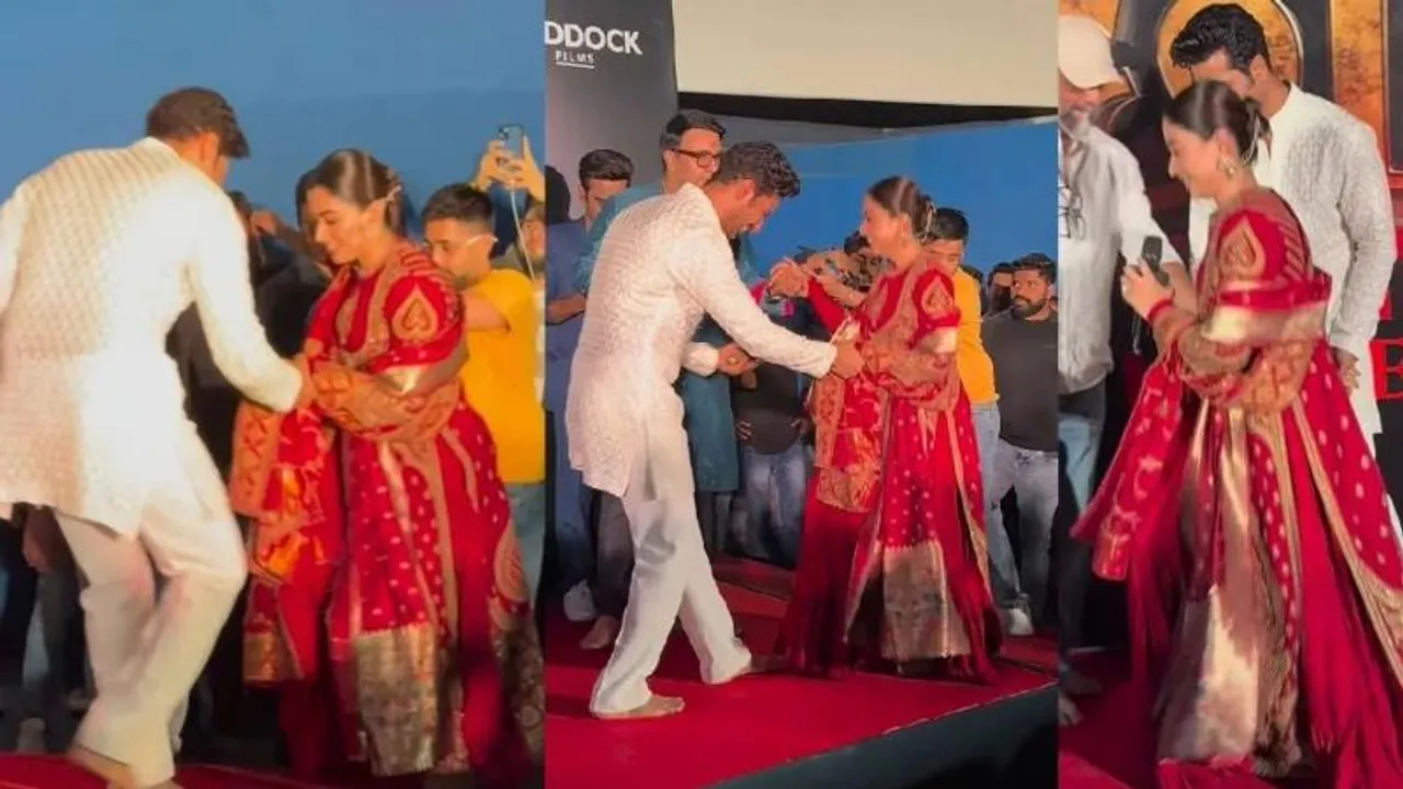 VIDEO: ಒಂದೇ ಕಾಲಲ್ಲಿ ಕುಂಟುತ್ತ ವೇದಿಕೆಗೆ ಬಂದ ರಶ್ಮಿಕಾ; ಅಭಿಮಾನಿಗಳು ಆಕ್ರೋಶ.. ದಿಲ್ ಗೆದ್ದ ವಿಕ್ಕಿ ಕೌಶಲ್