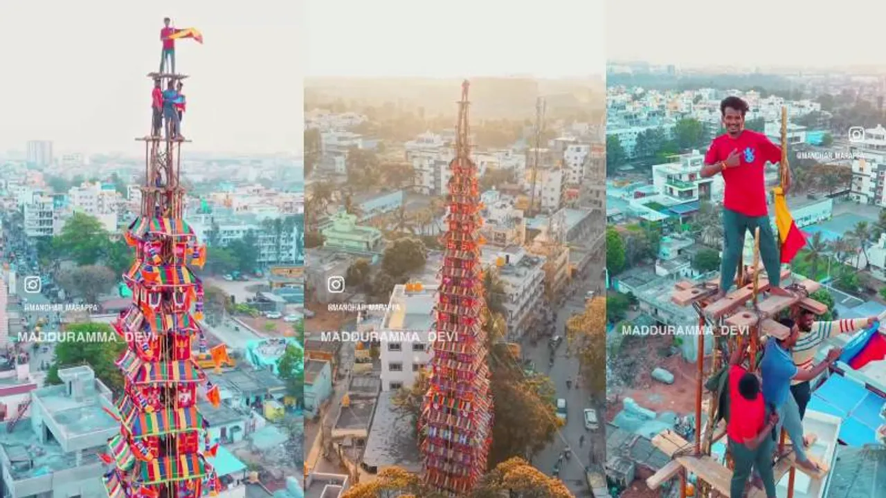 ಅಬ್ಬಾ.. 100 ಅಡಿ ಎತ್ತರದ ತೇರಿನ ಮೇಲೆ RCB ಫ್ಯಾನ್ಸ್‌; ವಿಡಿಯೋ ನೋಡಿದ್ರೆ ಶಾಕ್ ಆಗ್ತೀರಾ!