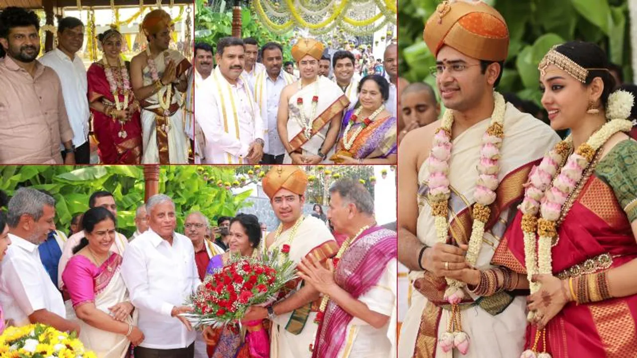ಅದ್ಧೂರಿಯಾಗಿ ದಾಂಪತ್ಯ ಜೀವನಕ್ಕೆ ಕಾಲಿಟ್ಟ ಸಂಸದ ತೇಜಸ್ವಿ ಸೂರ್ಯ; ಟಾಪ್​ ಫೋಟೋಸ್​ ಇಲ್ಲಿವೆ!