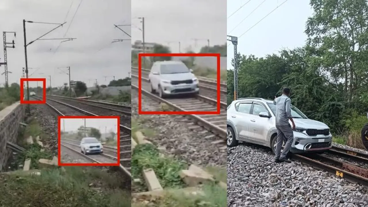 ಅಂತಿಂಥ ಹೆಣ್ಣು ಇವಳಲ್ಲ..! ರೈಲು ಹಳಿ ಮೇಲೆ ಕಾರು ಓಡಿಸಿ ದಿಗಿಲು ಹುಟ್ಟಿಸಿದ ಲೇಡಿ -VIDEO