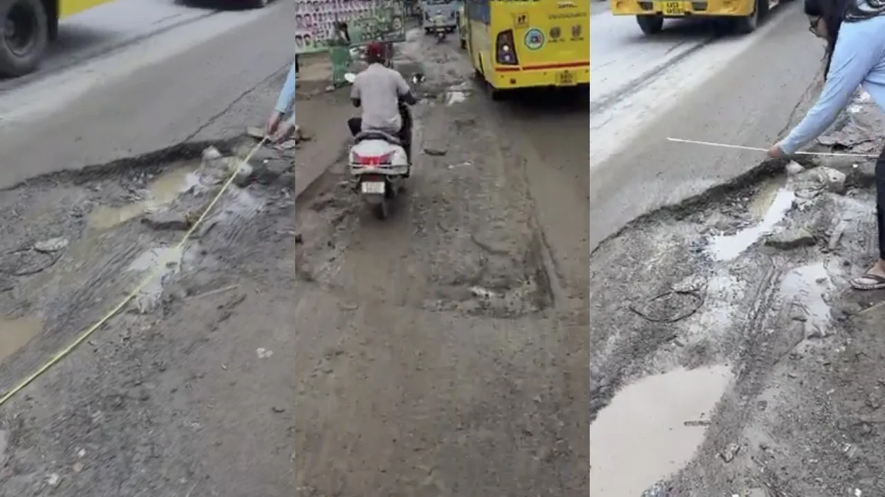 POTHOLE MEASURE-VARTHUR ROAD-BENGALURU