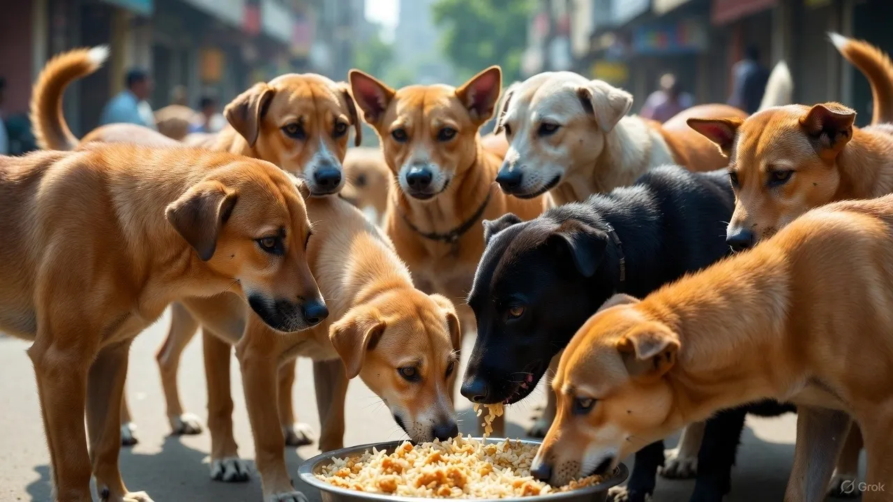 GBA GIVES STRAY DOGS CHICKEN RICE