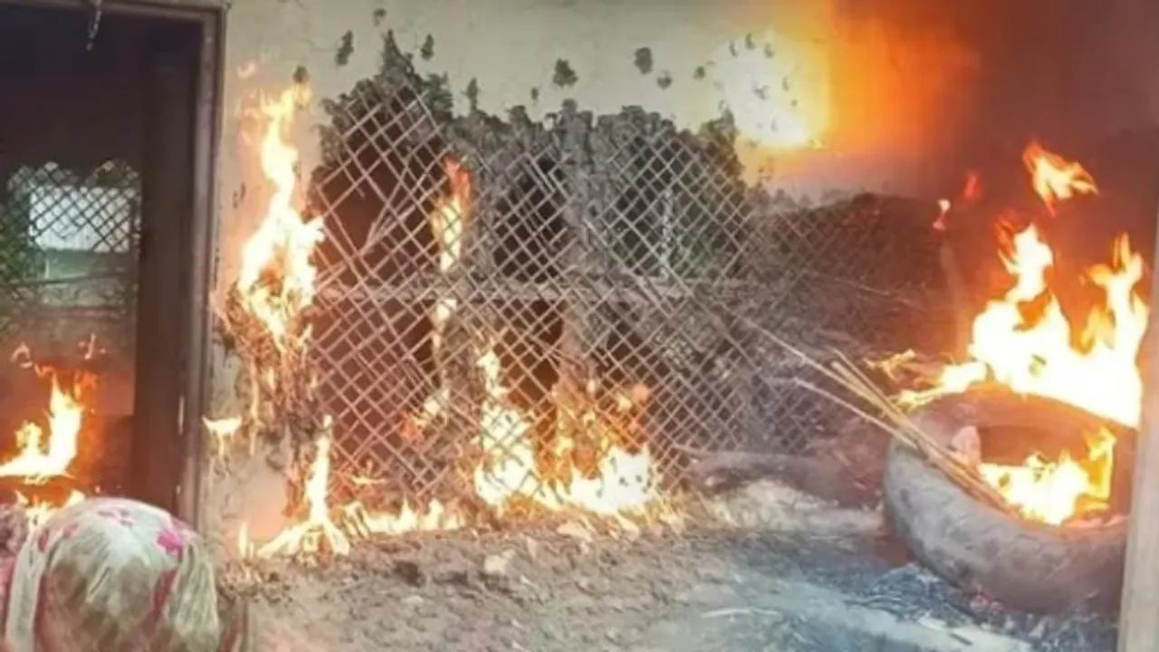 Women set the house of the main accused in Manipur gangrape on fire