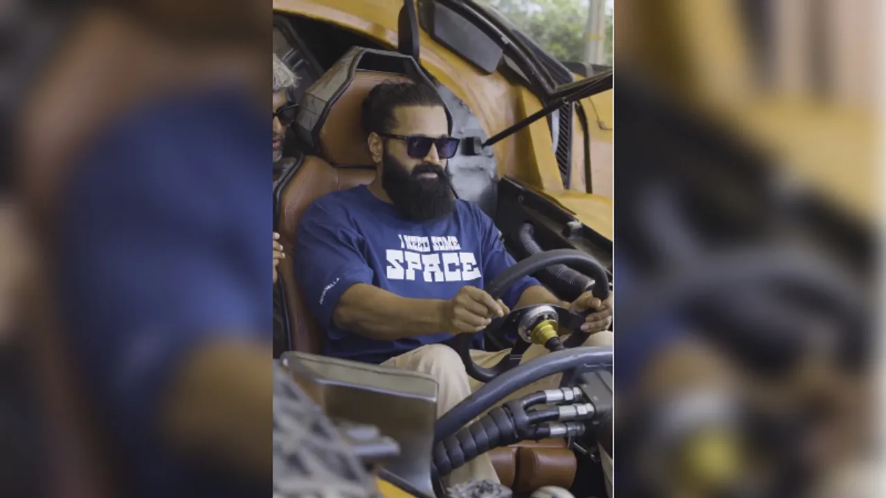 Rishabh Shetty drives iconic Bujji car from Kalki 2898 AD