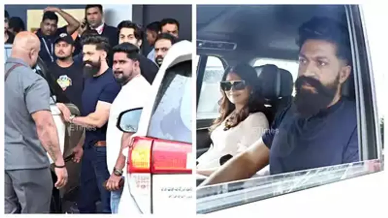 'KGF' star Yash and his wife Radhika arrive at Anant Ambani and Radhika Merchant’s wedding ceremony