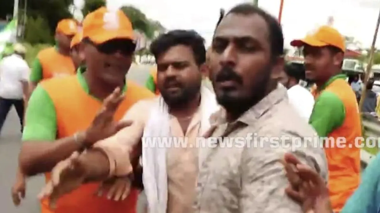 NewsFirst crew attacked by BJP MLA Harish Poonja’s associates during padayatra coverage