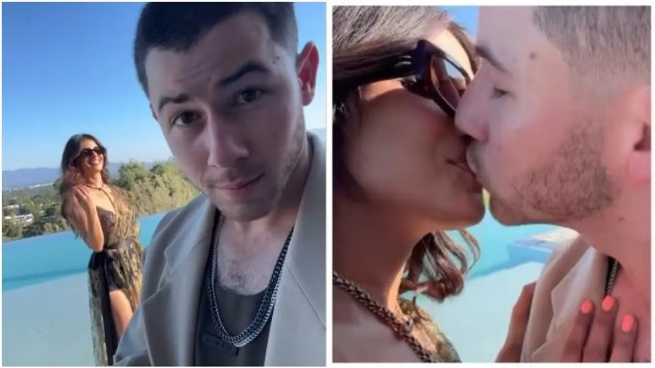 Nick Jonas and Priyanka Chopra share an intimate kiss in their selfie video on Instagram