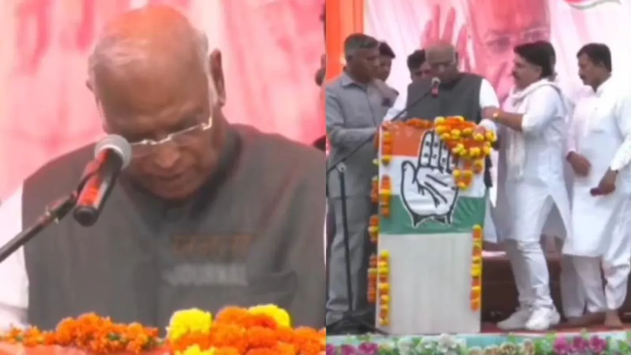 Congress President Mallikarjuna Kharge falls ill during election speech in Jammu & Kashmir