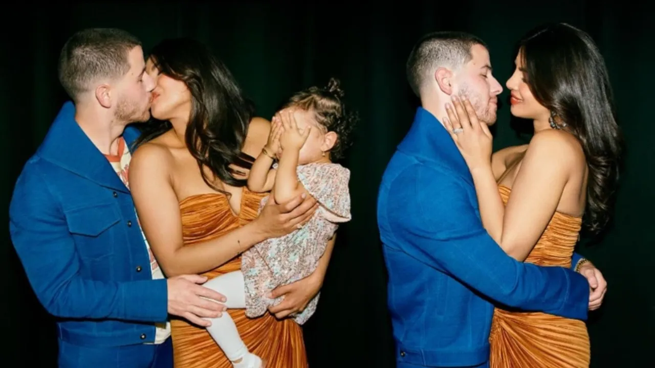 Daughter Malti covers face as mother Priyanka Chopra kisses husband Nick at London concert