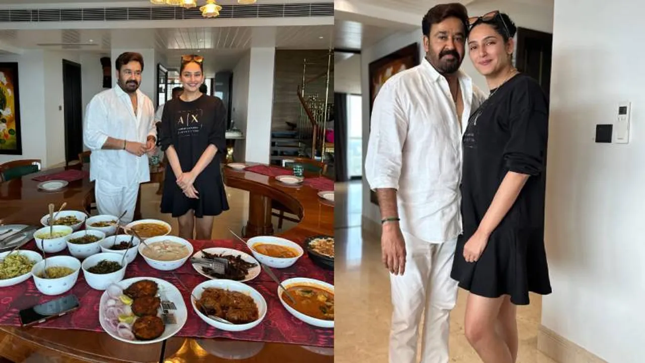 Actress Ragini enjoys a lavish meal at Mohanlal’s residence