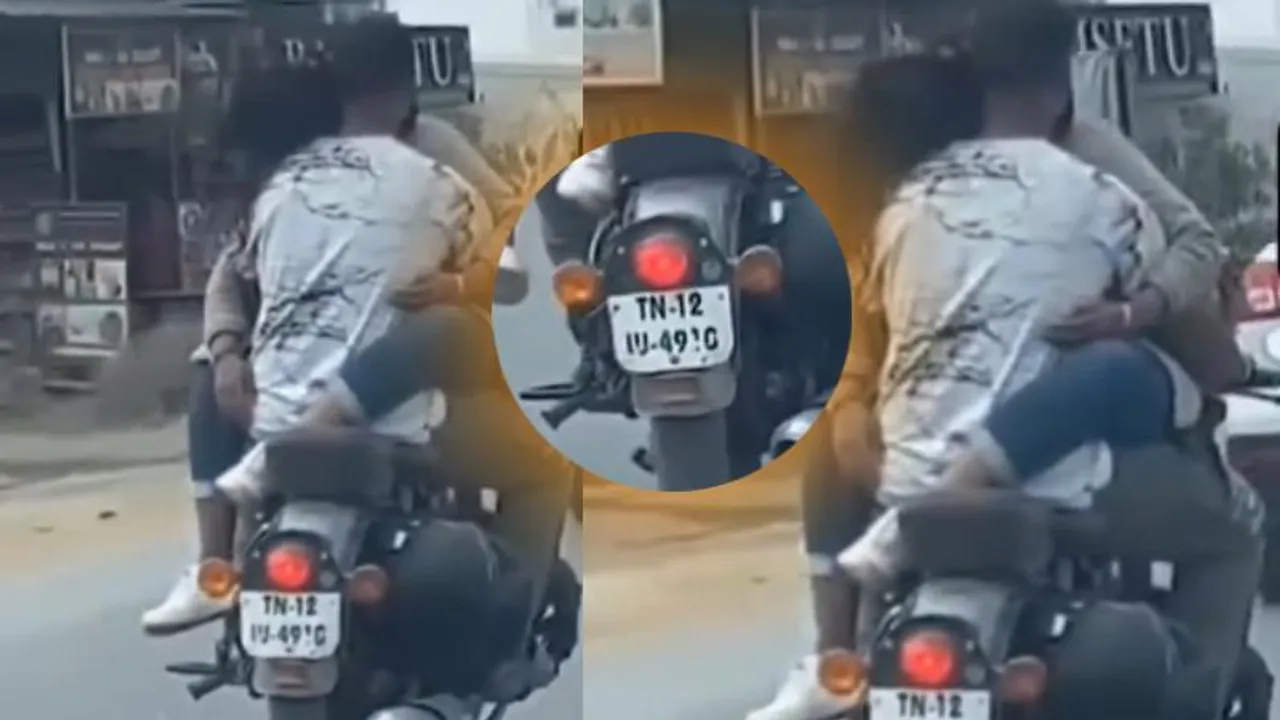 Couple’s bike stunt hugging and kissing on Bengaluru road sparks outrage