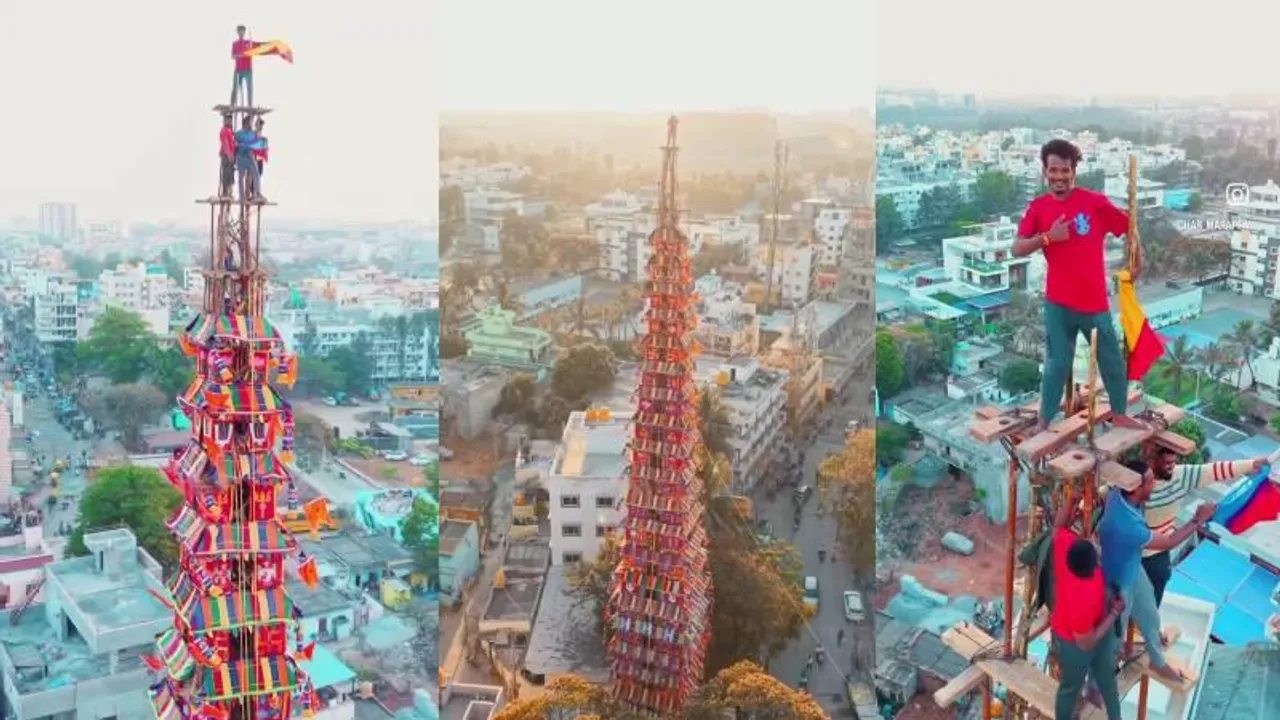 Bengaluru: RCB fans display passion from 100-foot-high chariot tower ahead of IPL opener